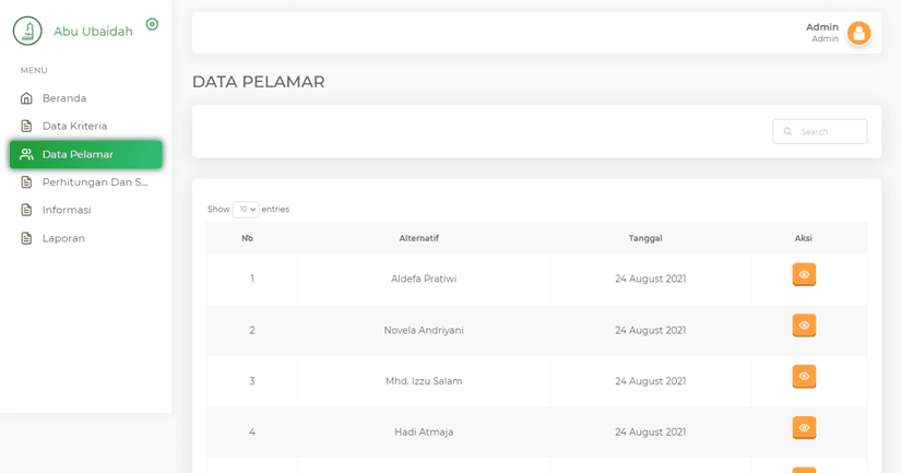 Recruitment AHP & TOPSIS Screenshot 2